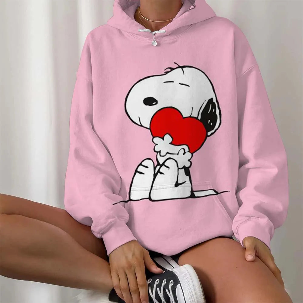 Casual Women Round Neck Snoopy Hoodie