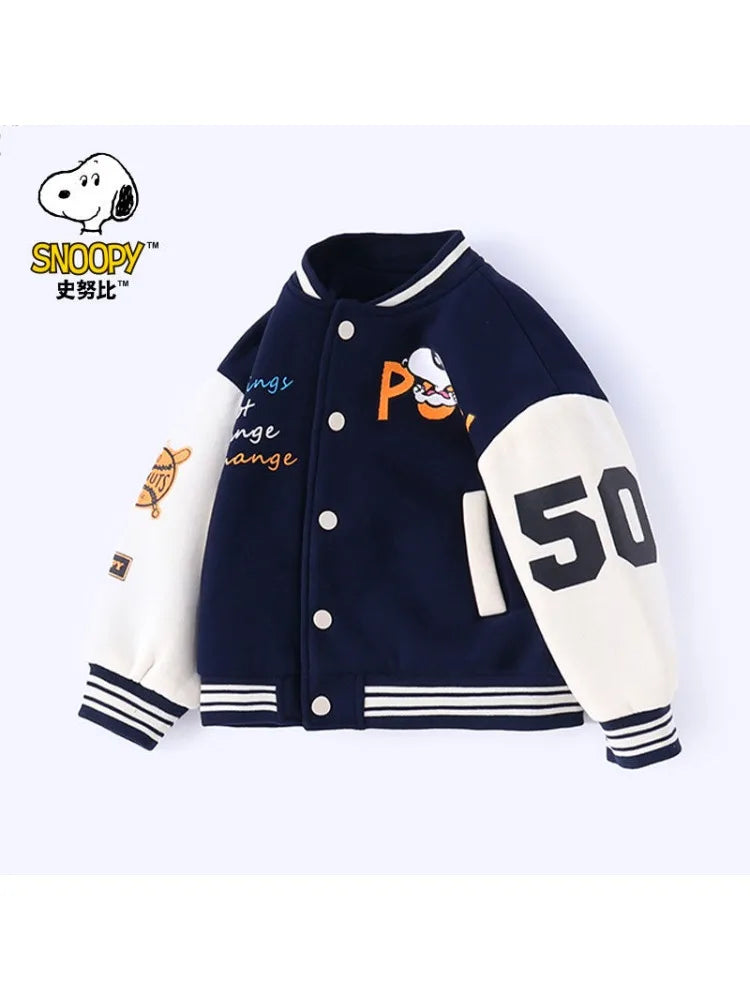Snoopy cartoon cute student baseball jacket creative personality unisex children's autumn new style coat top gift wholesale