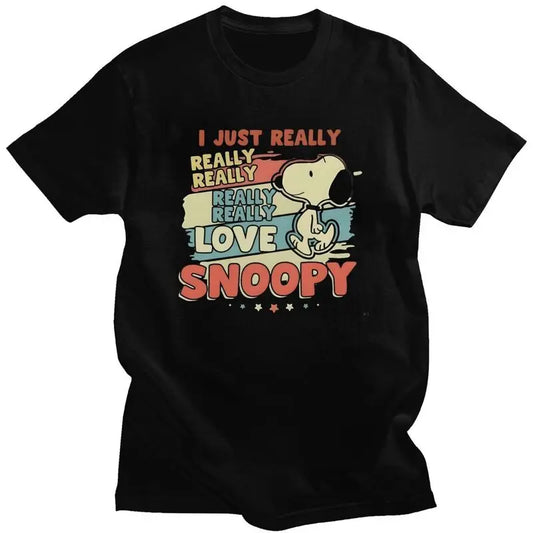 Custom Cute Cartoon Tee For Men Cotton Snoopy Shirt