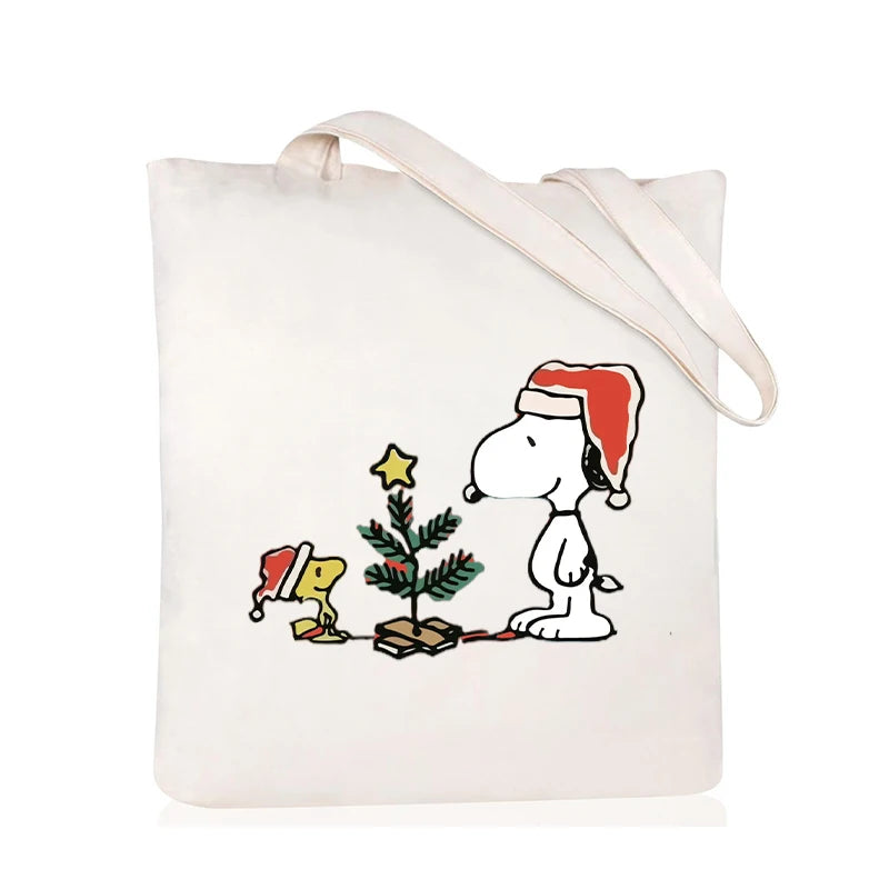 Snoopy Backpack Cartoon Christmas Canvas Tote Large