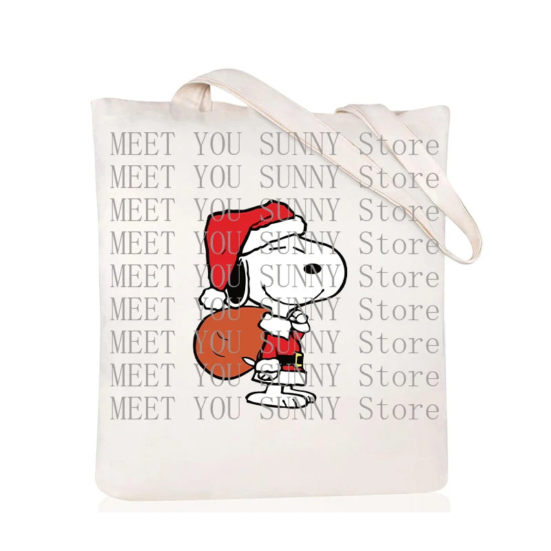 Snoopy Backpack Cartoon Christmas Canvas Tote Large