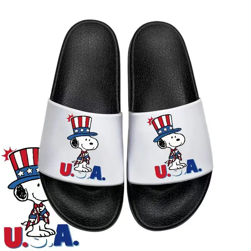 Miniso Couple Slippers Anti Slip White Snoopy Slippers