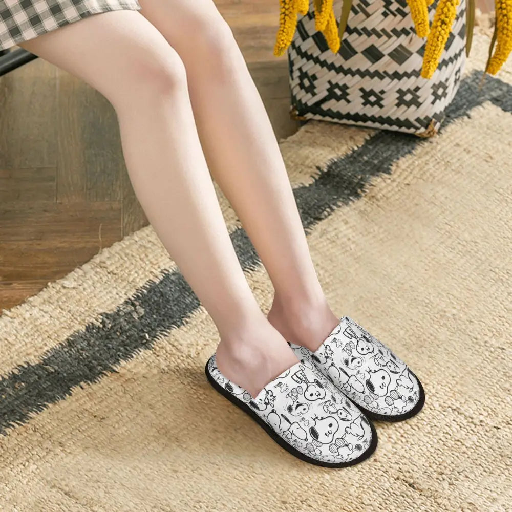 Custom Print Slippers Cartoon Memory Foam Cozy Snoopy Shoes