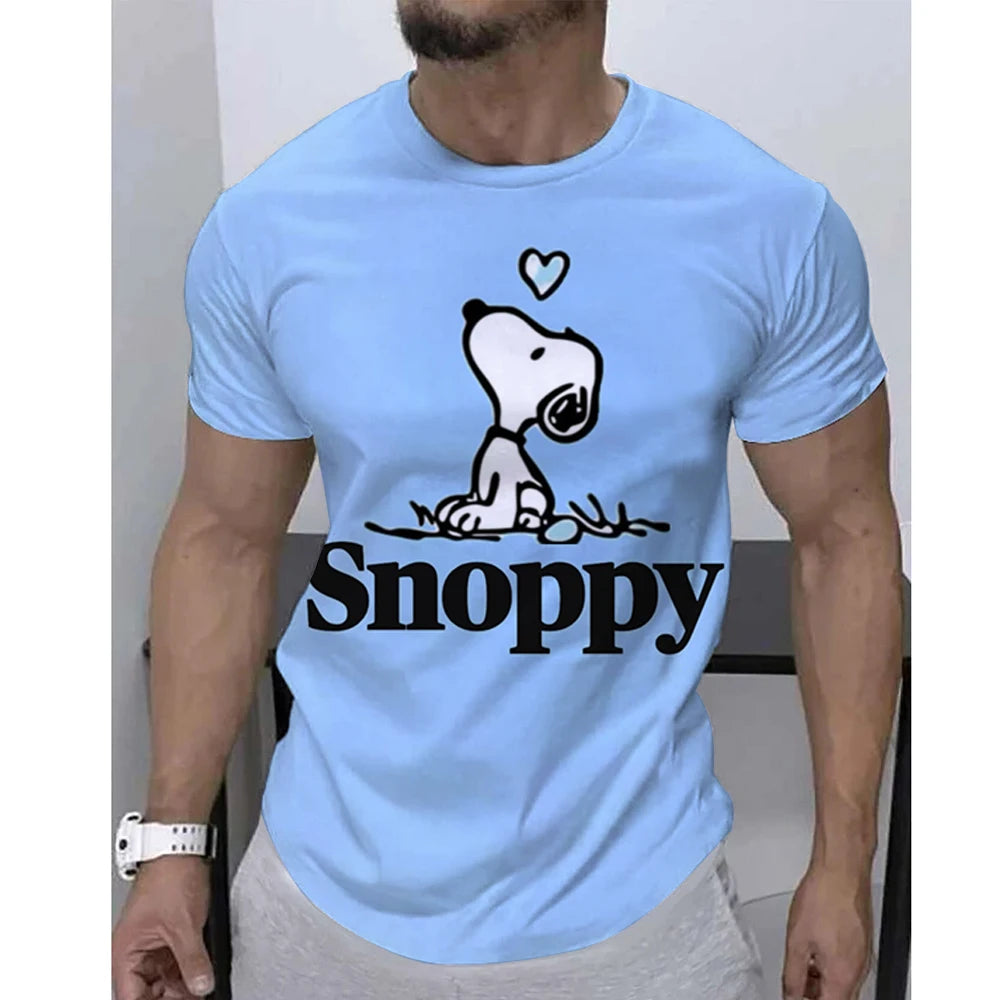 Joe Cool Print Breathable Round Neck Snoopy Shirt
