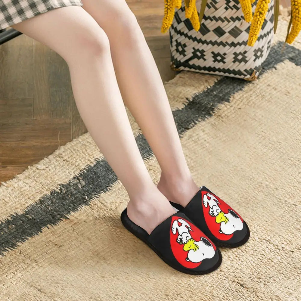 Memory Foam Pattern Slippers Faux Fur Snoopy Slippers