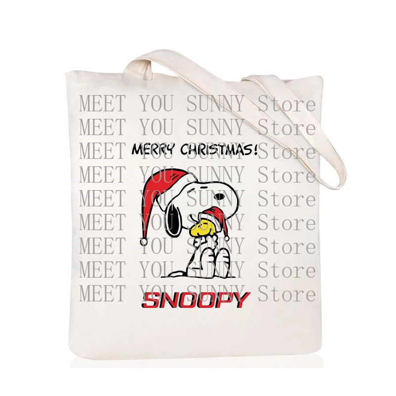 Snoopy Backpack Cartoon Christmas Canvas Tote Large