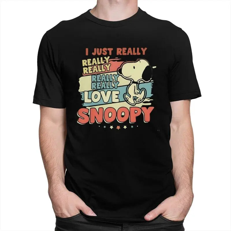 Custom Cute Cartoon Tee For Men Cotton Snoopy Shirt
