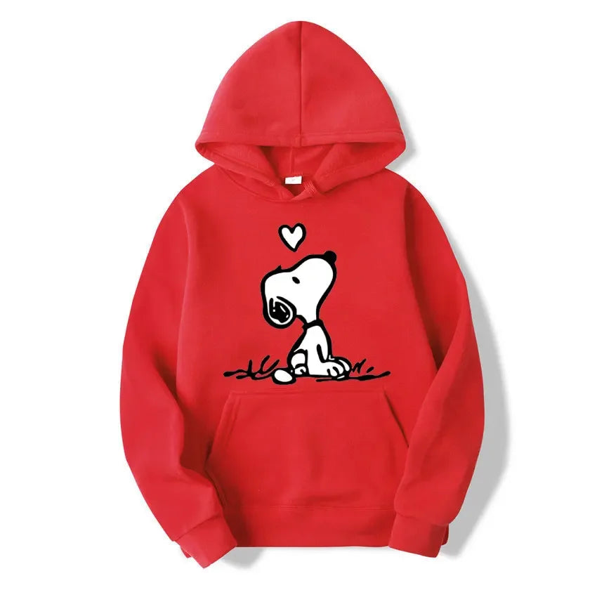 Unisex Fleece Hooded Sweatshirt Pullover Snoopy Hoodie