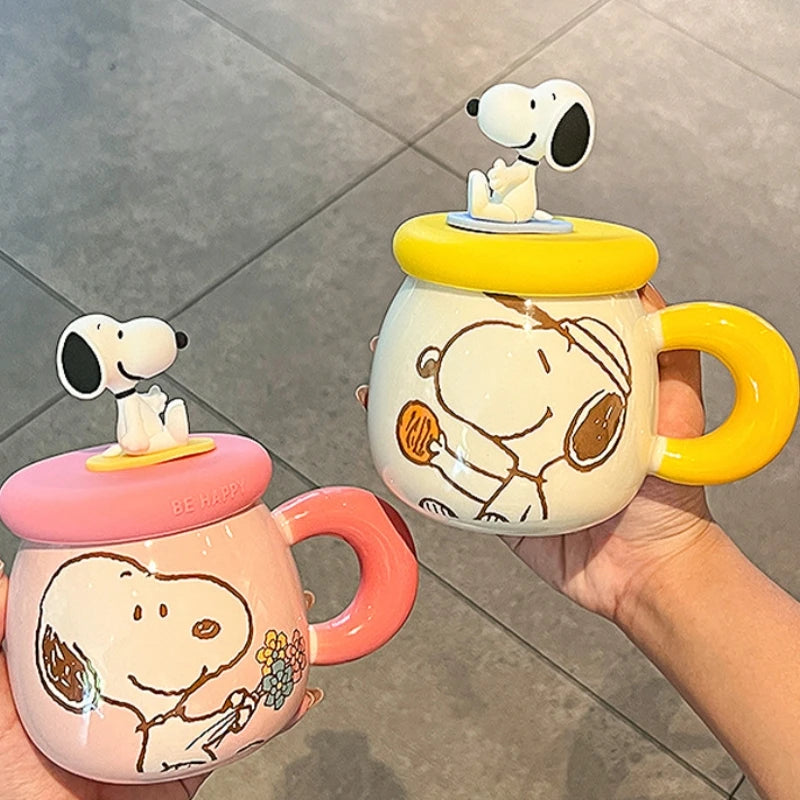 2025 New Ceramic Mug With Straw Snoopy Cup