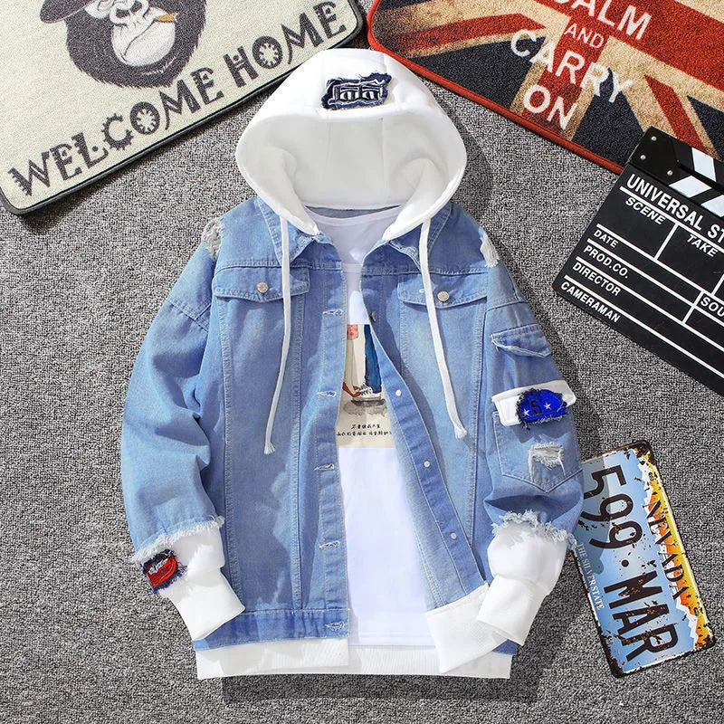 Denim Hooded Jacket Drawstring Retro Jean Snoopy Hoodie