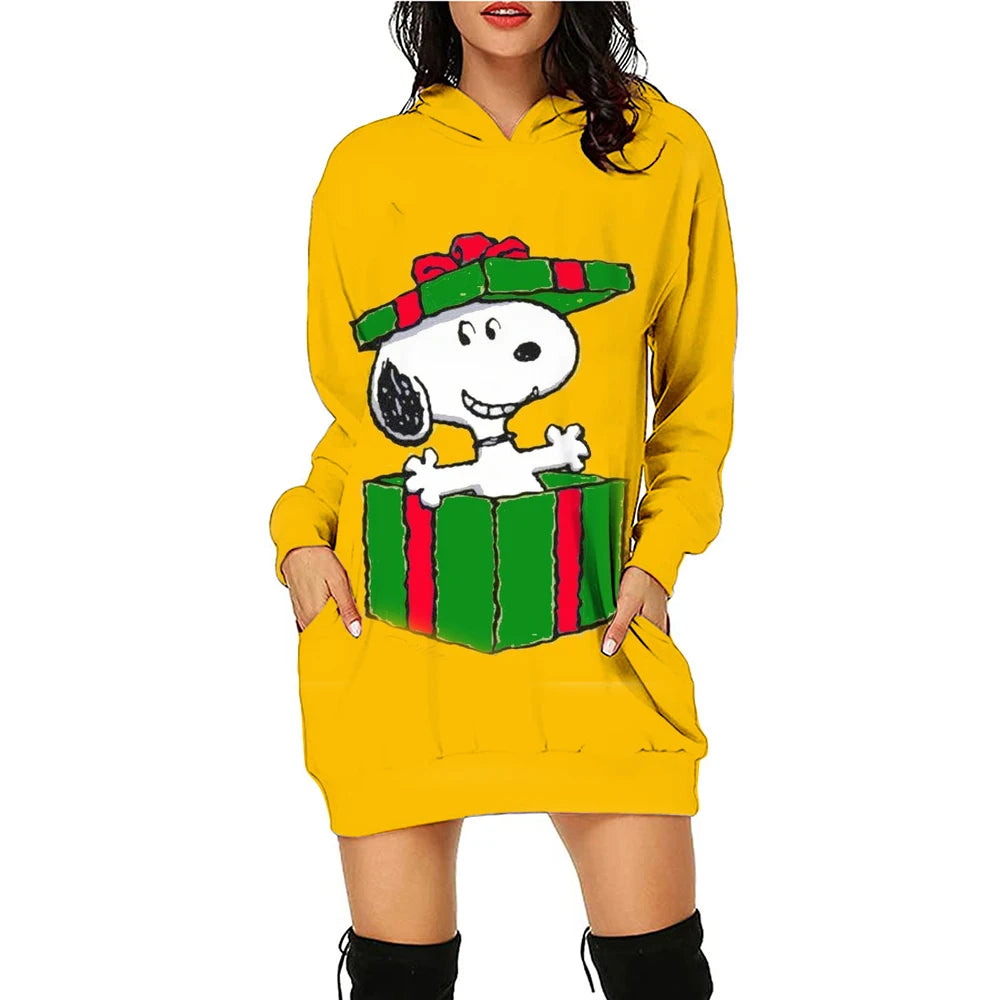 Xmas Casual Long Sleeve Hooded Snoopy Print Snoopy Shirt