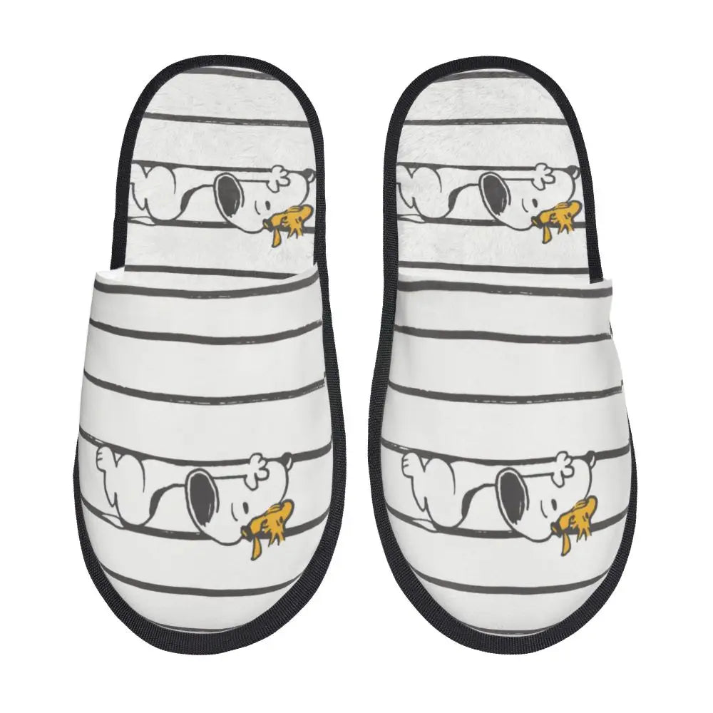 Memory Foam Pattern Slippers Faux Fur Snoopy Slippers