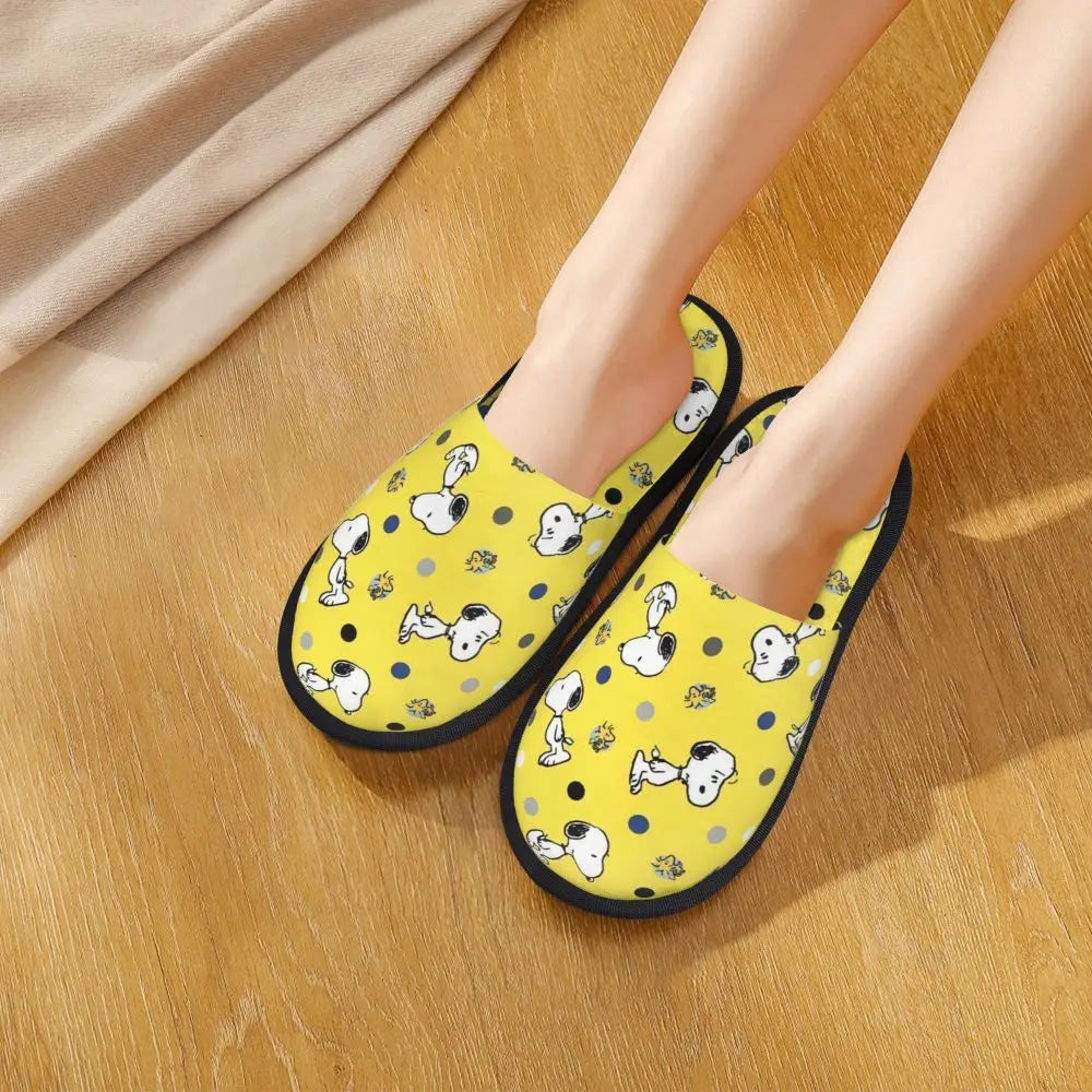 Memory Foam Pattern Slippers Faux Fur Snoopy Slippers