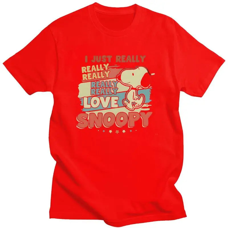 Custom Cute Cartoon Tee For Men Cotton Snoopy Shirt