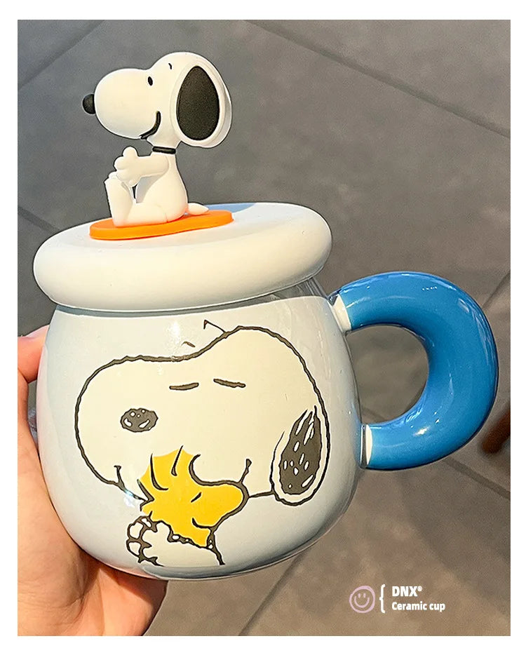 2025 New Ceramic Mug With Straw Snoopy Cup
