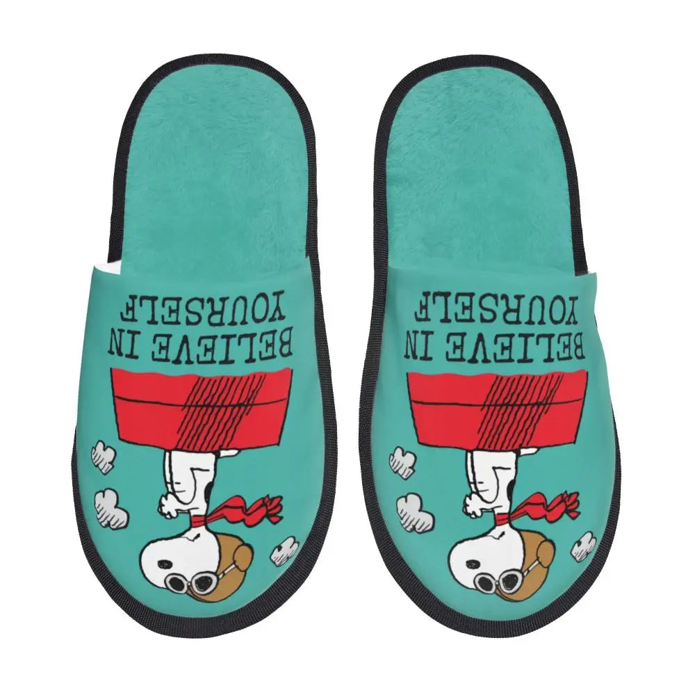 Memory Foam Pattern Slippers Faux Fur Snoopy Slippers