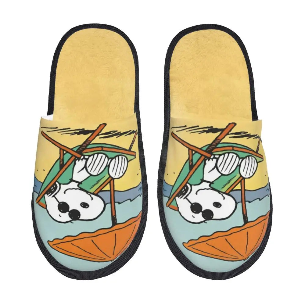 Memory Foam Pattern Slippers Faux Fur Snoopy Slippers