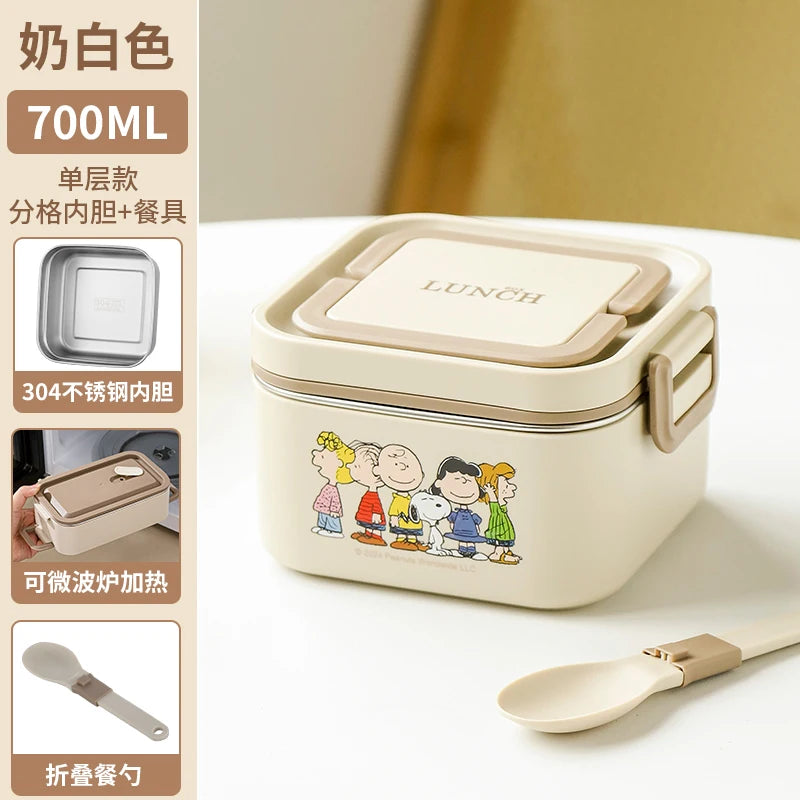 Stainless Steel Bento Box 2 Tier 500ml Snoopy Luch Box