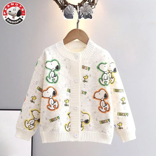 Kids Snoopy Knit Cardigan Winter Snoopy Stuffed Sweatshirt