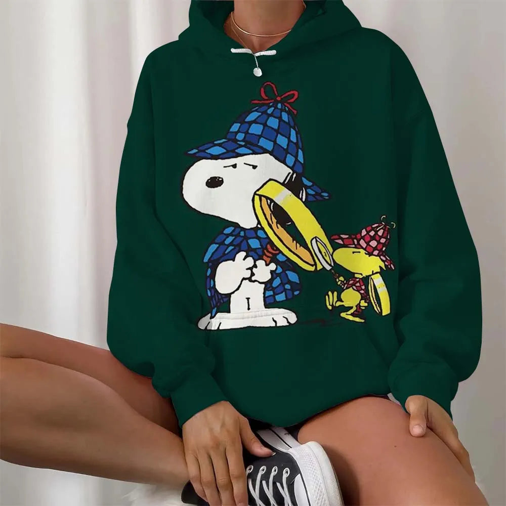 Casual Women Round Neck Snoopy Hoodie