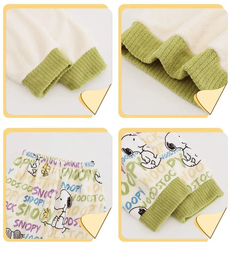 Flannel Pajama Set Kawaii Snoopy Pyjama