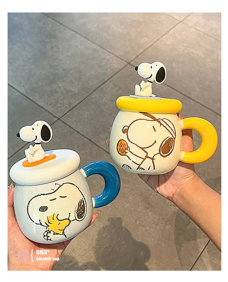 2025 New Ceramic Mug With Straw Snoopy Cup