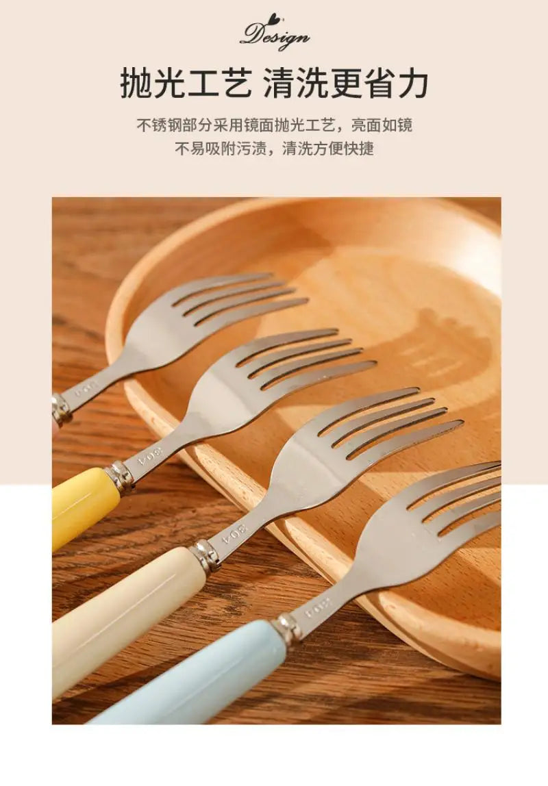 Anime Snoopy Spoon Fork Child Cartoon Snoopy Doll Fruit Fork Spoon Suit Girl Tableware Stainless Steel Student Spoon Fork