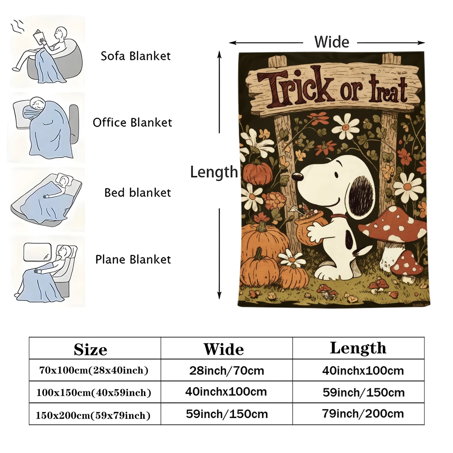 Halloween Snoopy Flannel Blanket HMT11 Snoopy Blanket