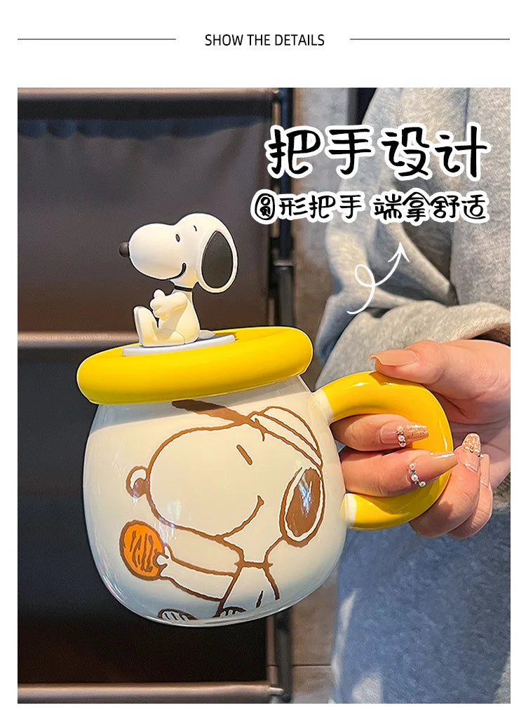 2025 New Ceramic Mug With Straw Snoopy Cup