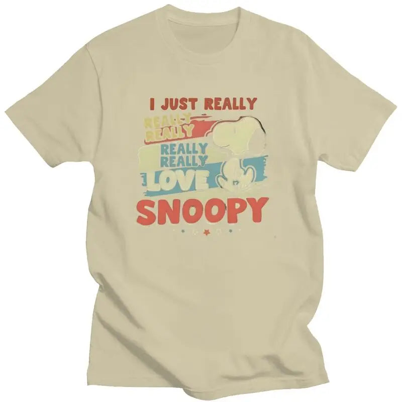 Custom Cute Cartoon Tee For Men Cotton Snoopy Shirt