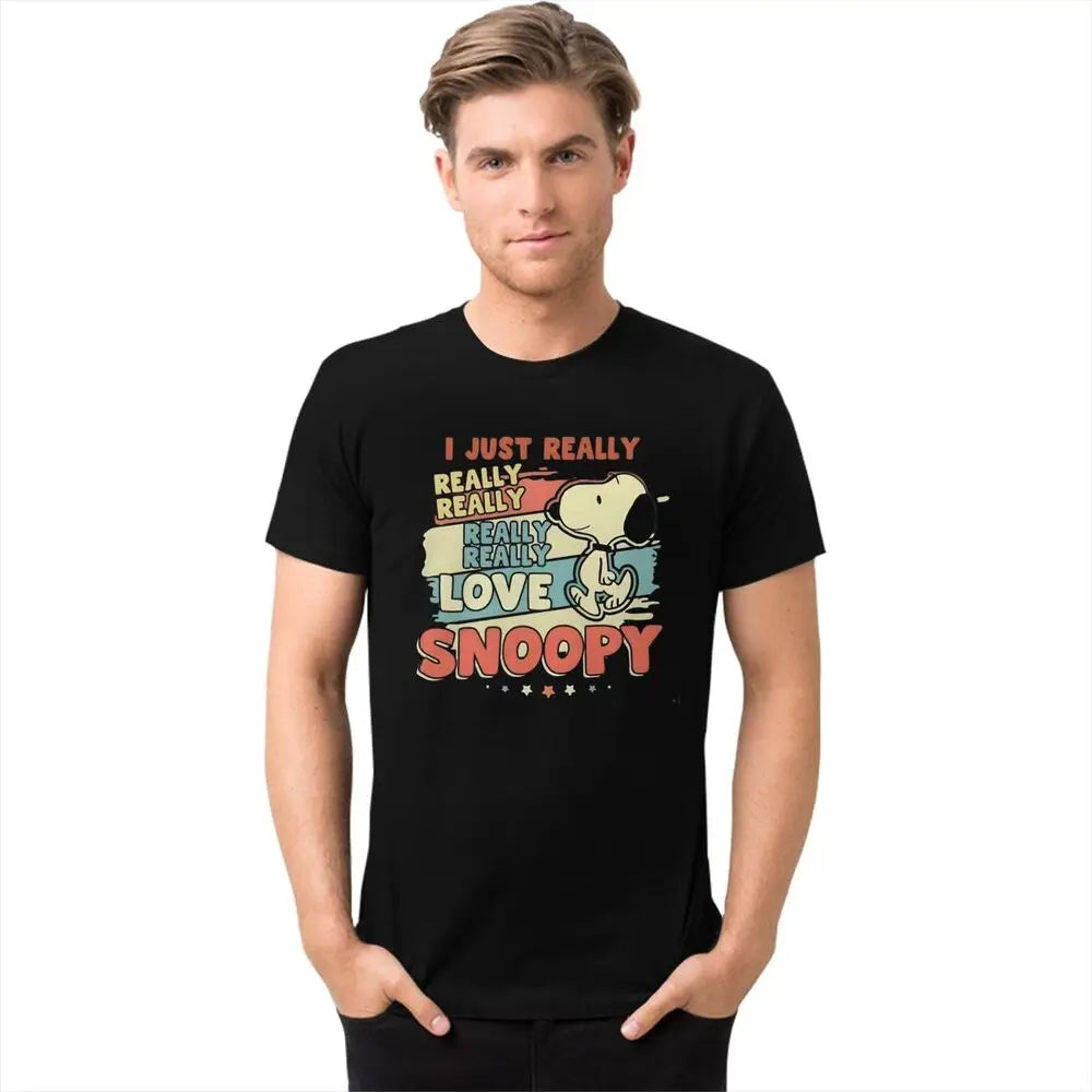 Custom Cute Cartoon Tee For Men Cotton Snoopy Shirt