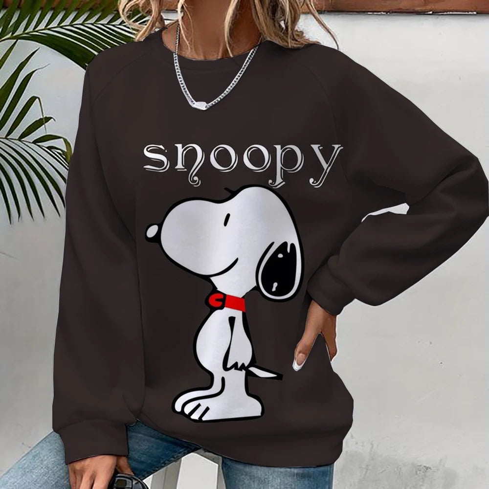 Women's Round Neck Cartoon 2024 Spring Snoopy Hoodie
