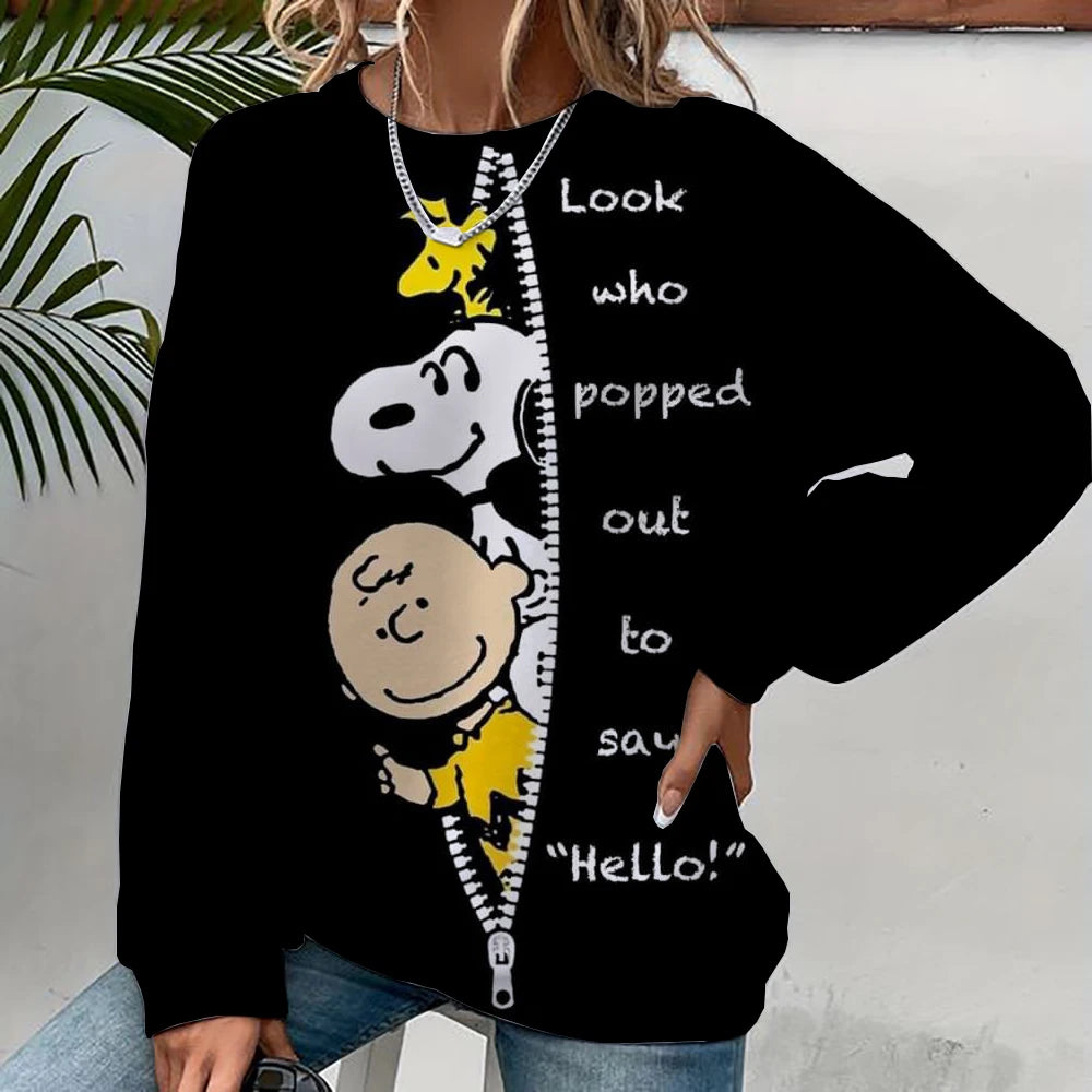 Cartoon Print Sweatshirt Crewneck Snoopy Hoodie