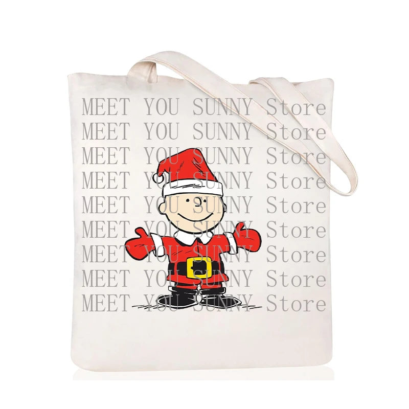 Snoopy Backpack Cartoon Christmas Canvas Tote Large