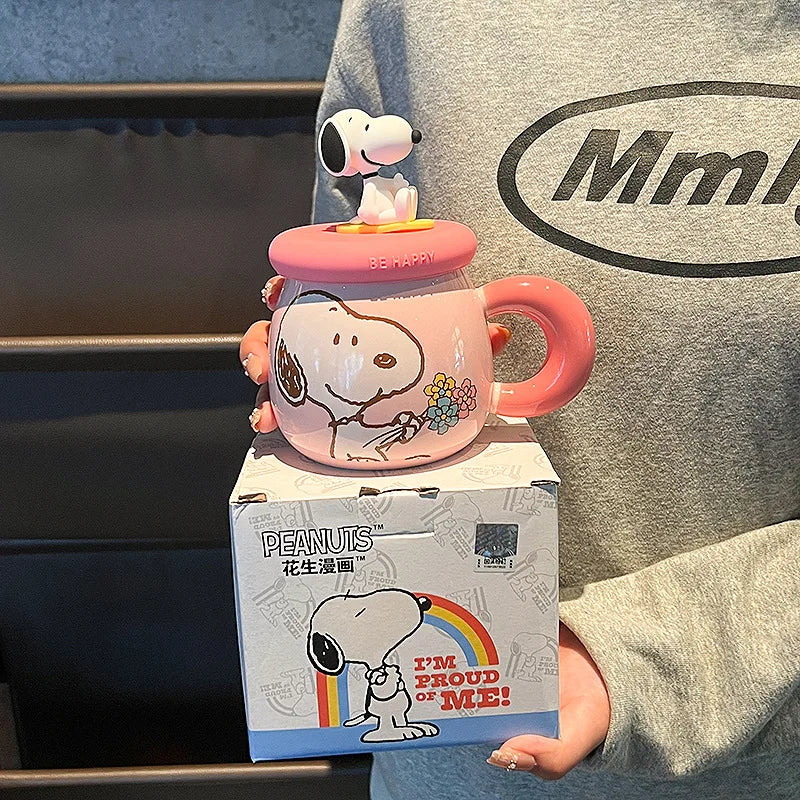 2025 New Ceramic Mug With Straw Snoopy Cup