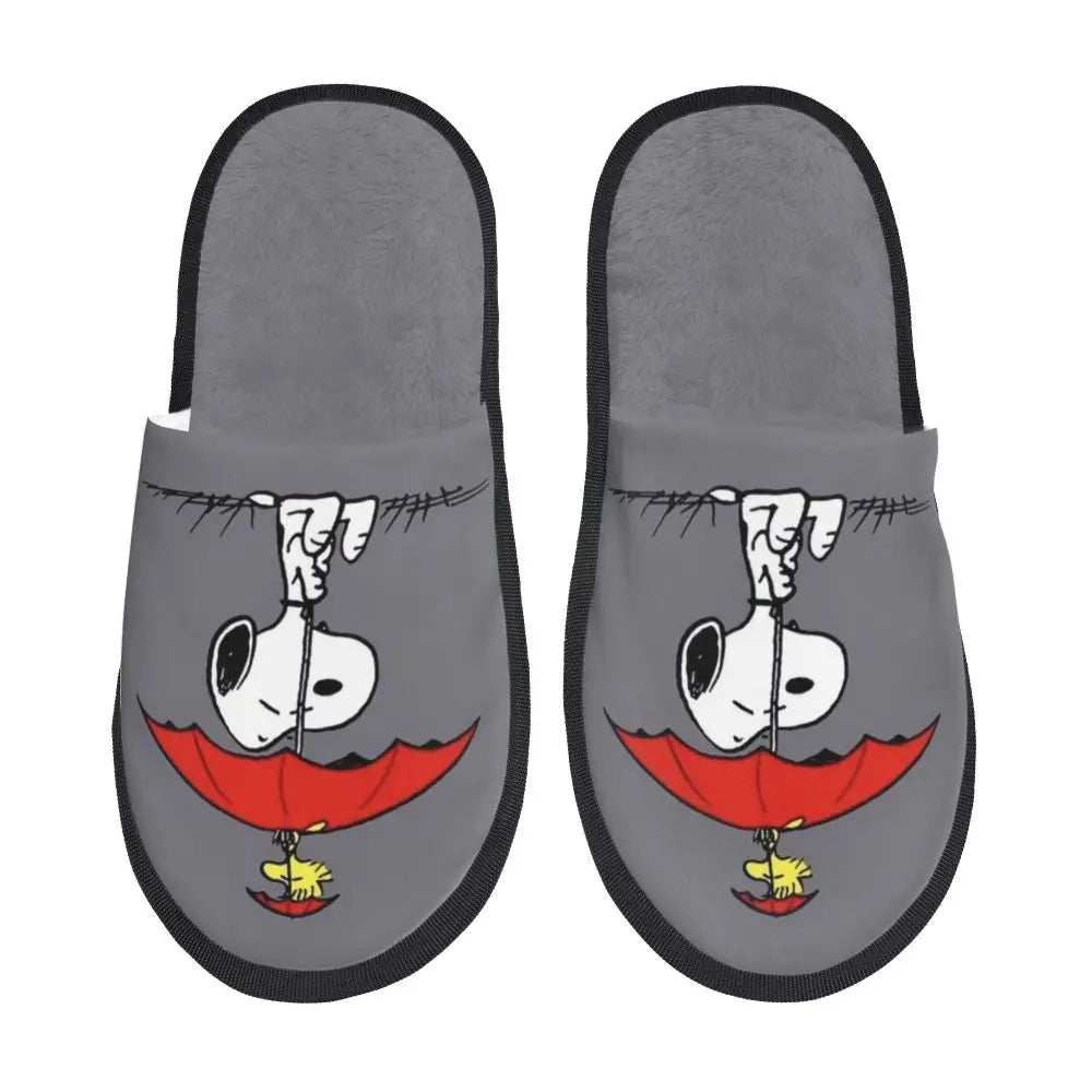 Memory Foam Pattern Slippers Faux Fur Snoopy Slippers