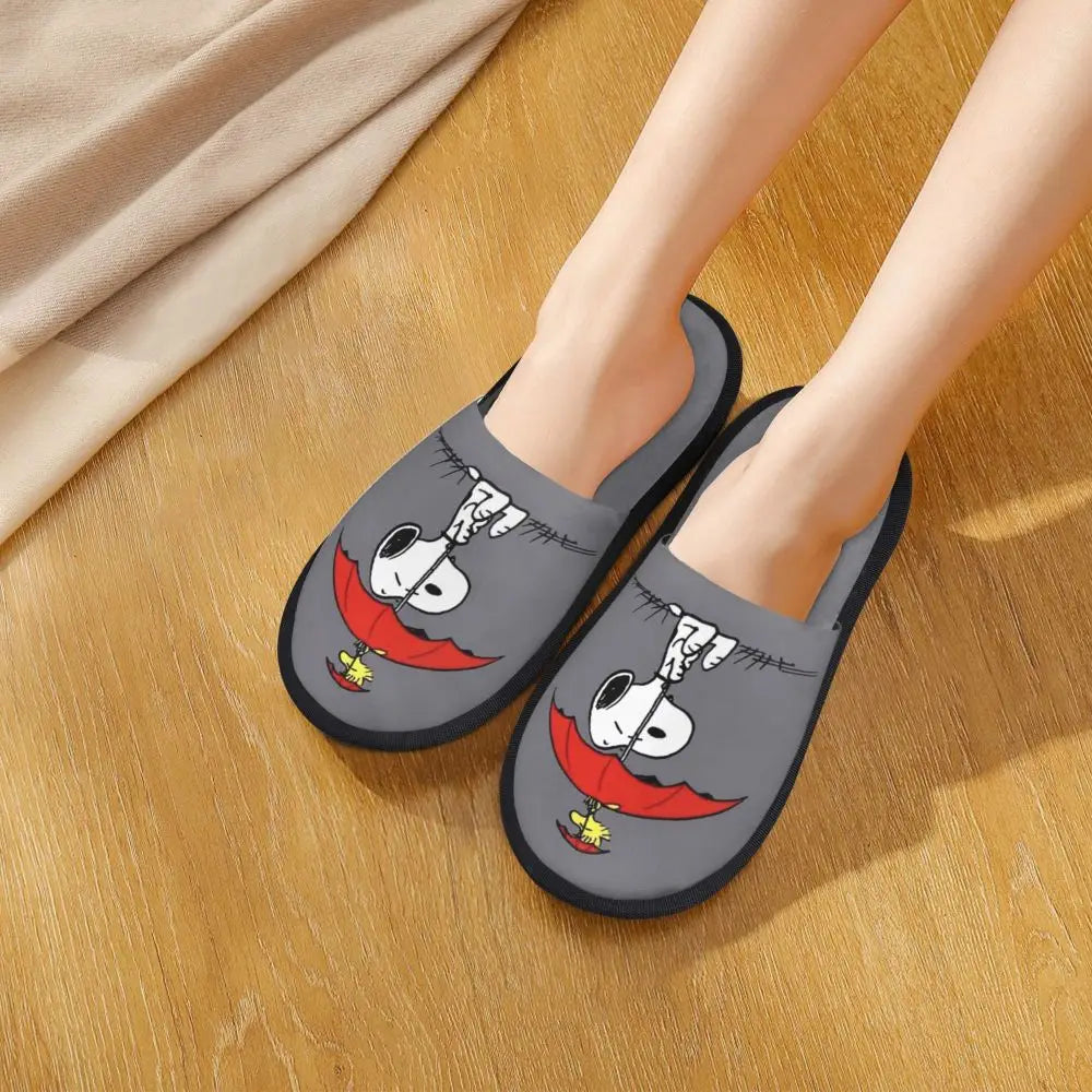 Custom Print Slippers Cartoon Memory Foam Cozy Snoopy Shoes