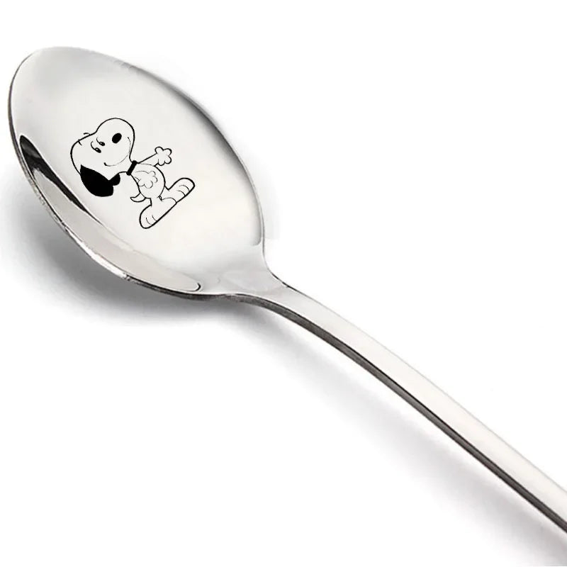 Snoopy Spoon Stainless Steel Baby Cutlery Dessert Cake Ice Cream Cute Cartoon Anime Creative Spoons Kids Birthday party Gift