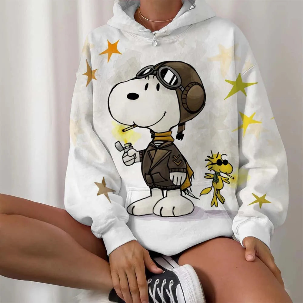 Casual Women Round Neck Snoopy Hoodie