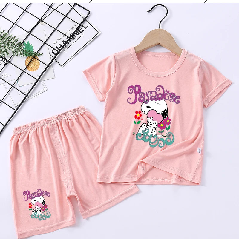 Kids Modal Pajama Set 2PC Tops Shorts Snoopy Pyjama