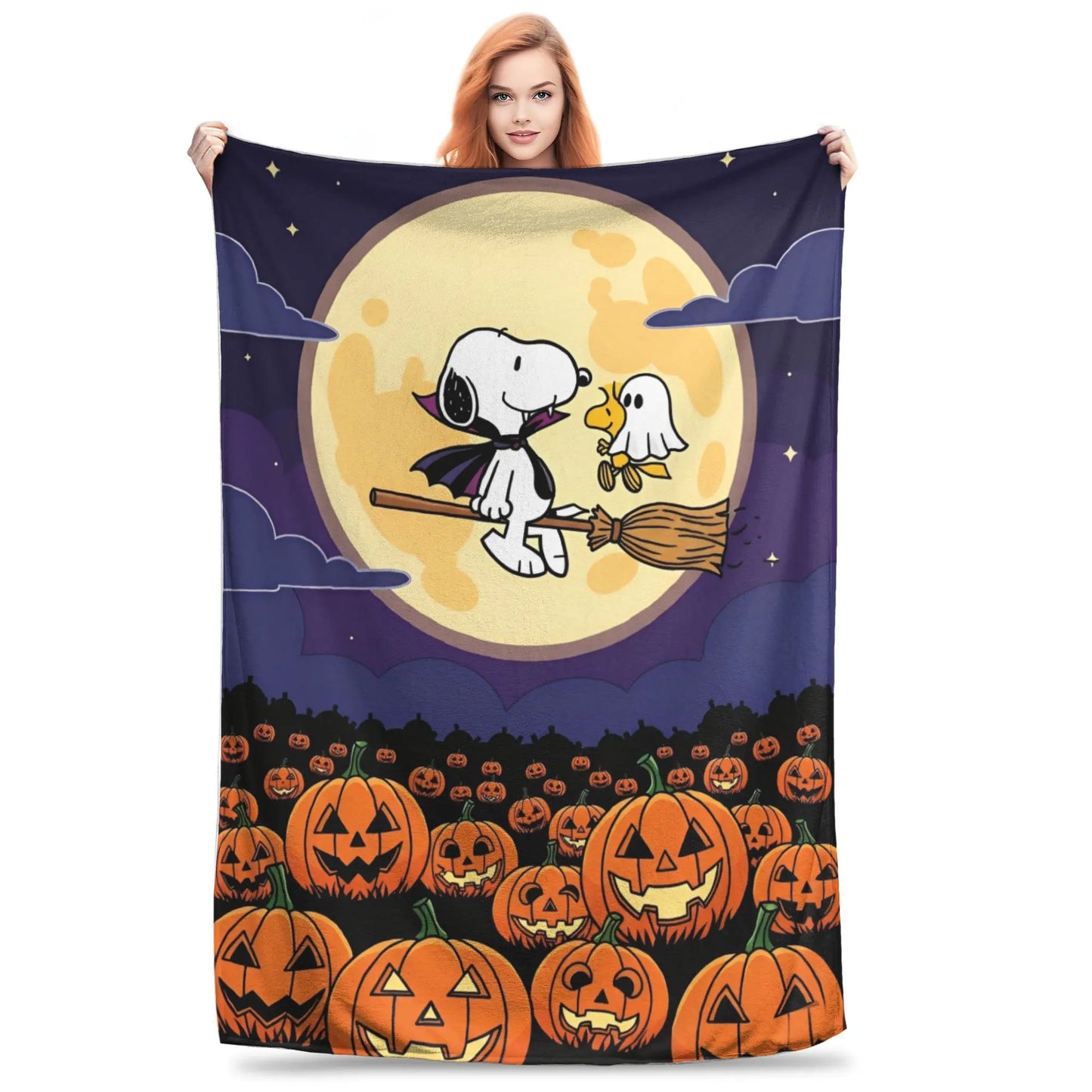 Halloween Pumpkin Cartoon Throw Blanket Snoopy Blanket