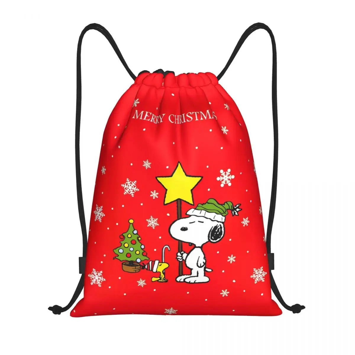 Snoopy Backpack Drawstring Sack Christmas Polyester