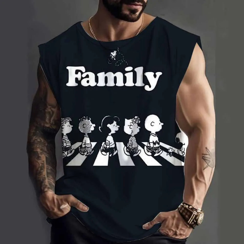 Snoopy funny print Tank Tops For Men Fashion Summer Sleeveless Casual Sports Fitness Vest Quick Dry Breathable Oversized