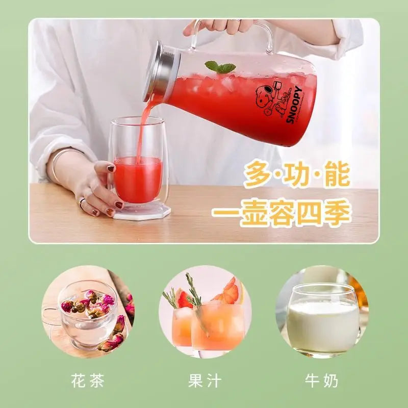 1500 ml Glass Water Jug Snoopy Cup