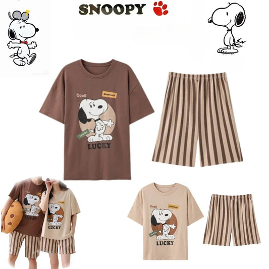 Two Piece Summer Pajamas Set For Couples Snoopy Pyjama