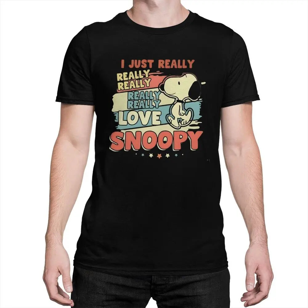 Custom Cute Cartoon Tee For Men Cotton Snoopy Shirt