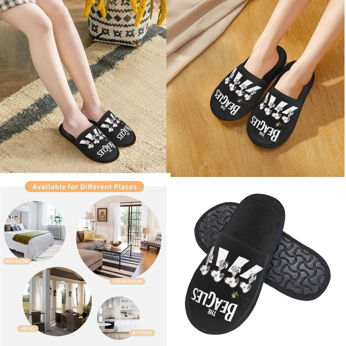 Anti Slip Cotton Slippers Indoor Living Room Snoopy Slippers