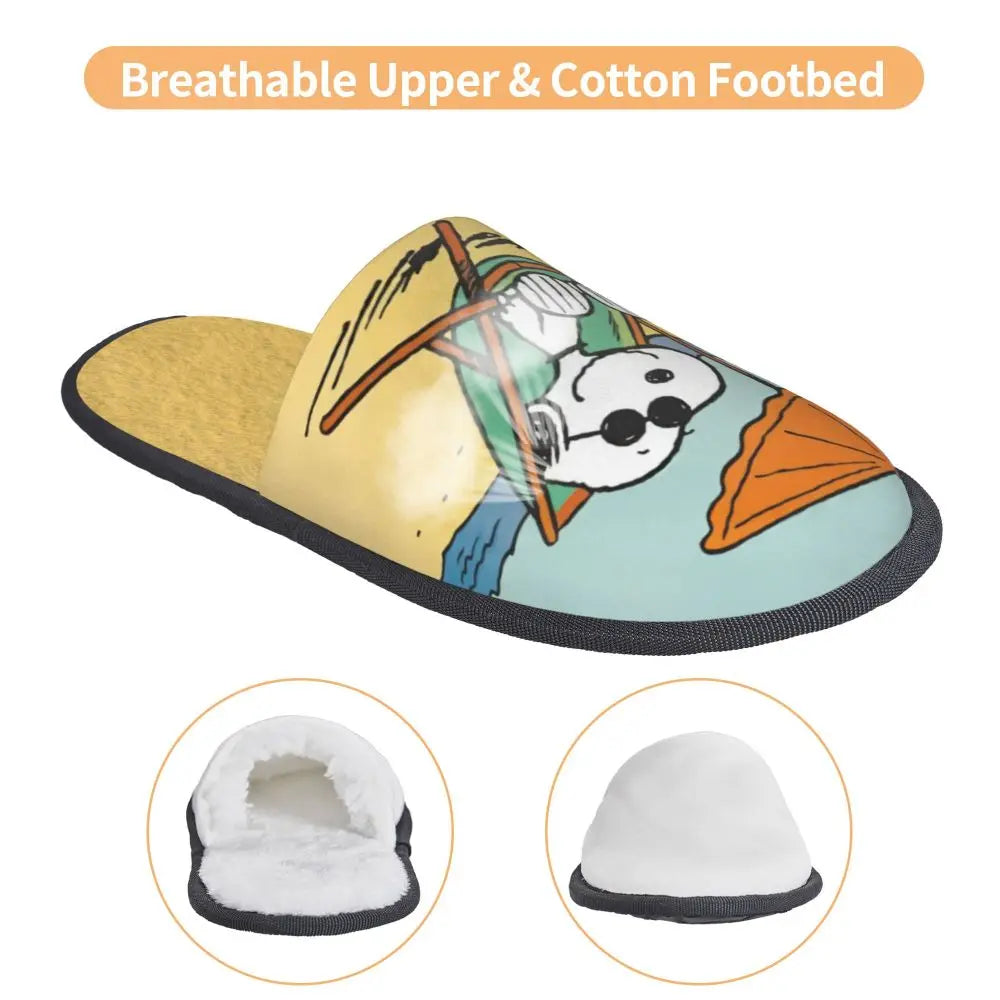 Custom Print Slippers Cartoon Memory Foam Cozy Snoopy Shoes