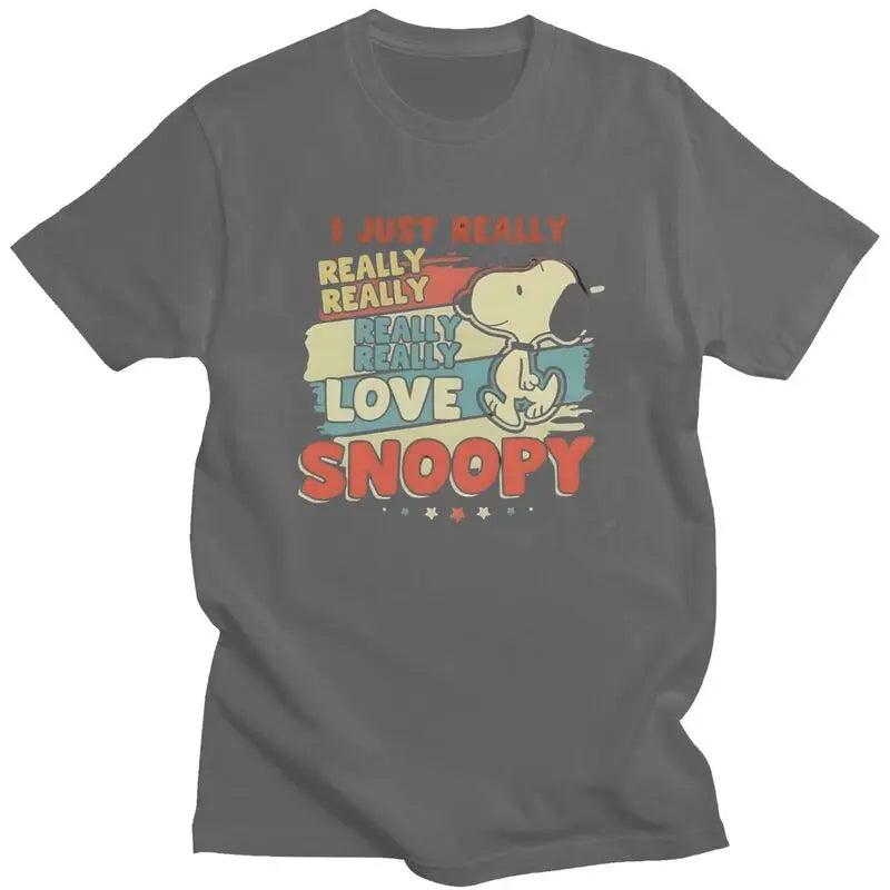 Custom Cute Cartoon Tee For Men Cotton Snoopy Shirt