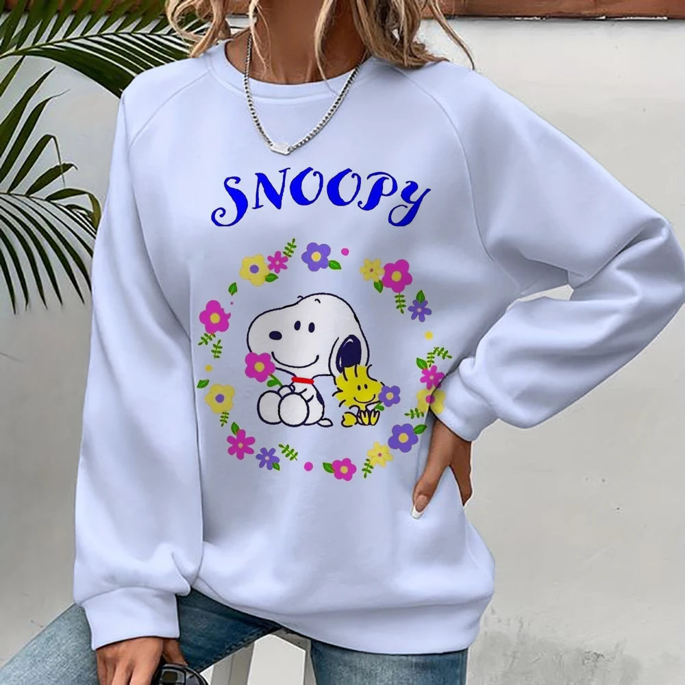 Women's Round Neck Cartoon 2024 Spring Snoopy Hoodie